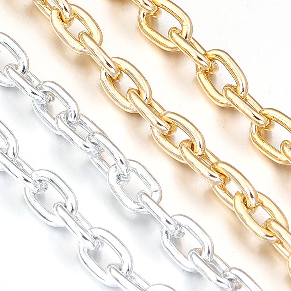 5 Yards/Rolle Aluminiumkette Gold Rhodium Farbe O-förmige Kreuz Metallgliederkette Für Schmuckherstellung DIY Halskette Armband Zubehör