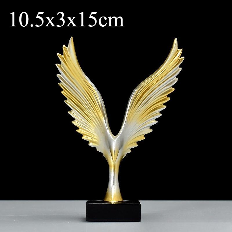 European Eagle/Angel Wing Statue Sculpture Figurine Resin Dapeng Spreading Collection Miniature for TV Cabinet Home Decoration