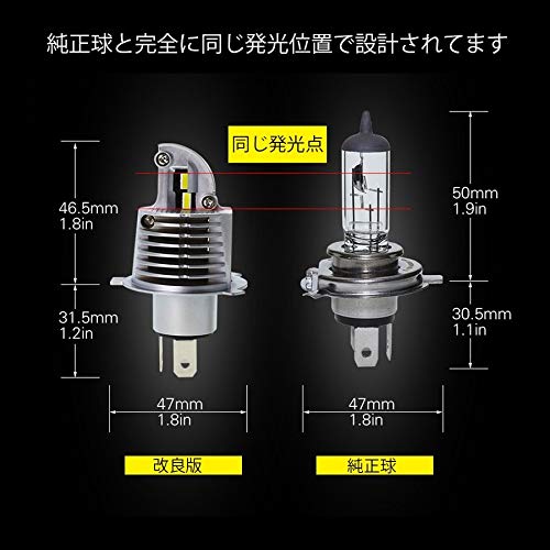 Auto Ideas Motorcycle LED Headlight Bulb H4 Vehicle Inspection Compatible
