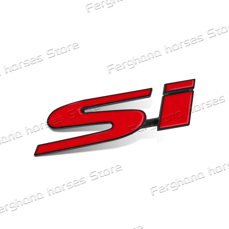 

3D Chrome Metal SI Letter Logo Car Body Sticker Fender Side Emblem Rear Trunk Decor Decor For Honda Civic Accord Car Styling