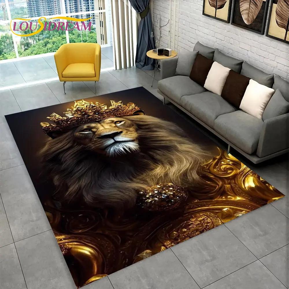 Novo tapete grande de área de animal de leão de sonho 3D, tapete de carpete para sala de estar, quarto, sofá, capacho de decoração, tapete de chão antiderrapante para brincadeira de criança