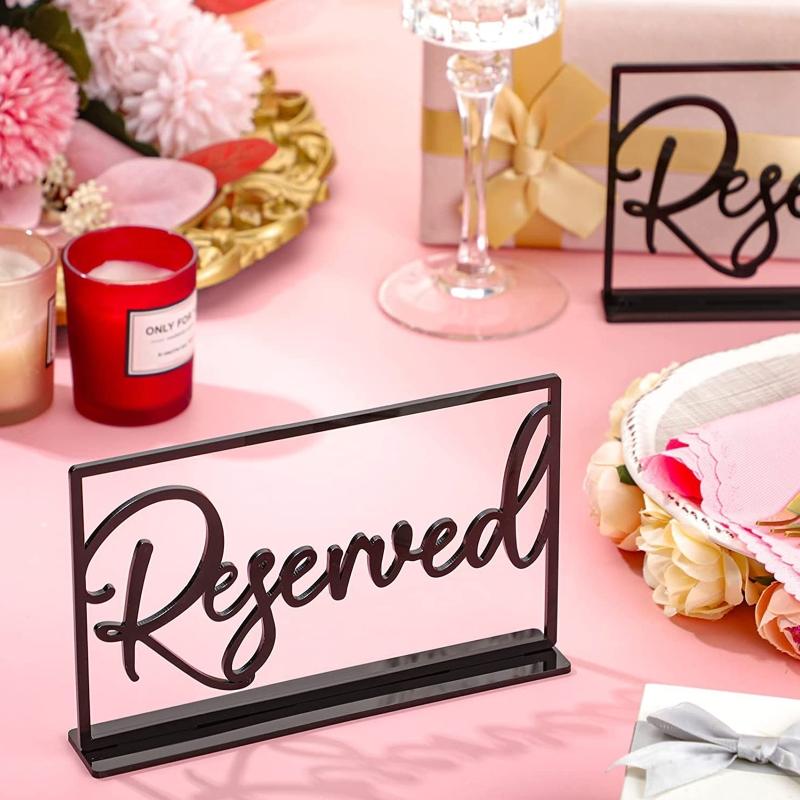 Elegant Reserved Signs Acrylic Table Place Cards for Weddings Receptions Parties Events Restaurants Celebrations Black