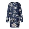 Women's Round Neck Retro Floral Long Sleeved Buttocks Wrapped Bathroom Dress