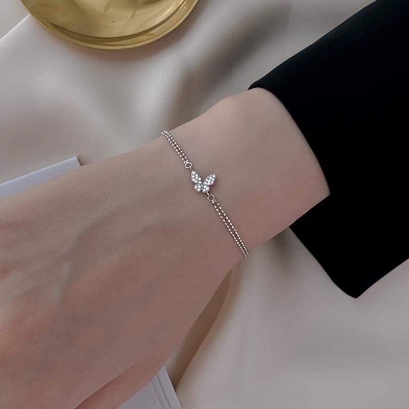 Korean Cute Star Moon Butterfly Pendant Bracelet Girl Trendy Elegant Shiny Zirconia Adjustable Chain Bracelet Women Jewelry Gift