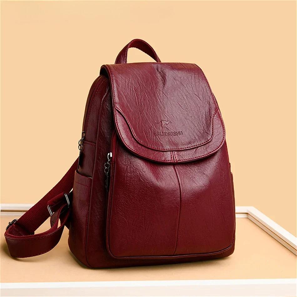 Women PU Leather Backpack Large Capacity Anti Theft School Backpack Casual Travel Daypack Fashion Shoulder Bag for Ladies