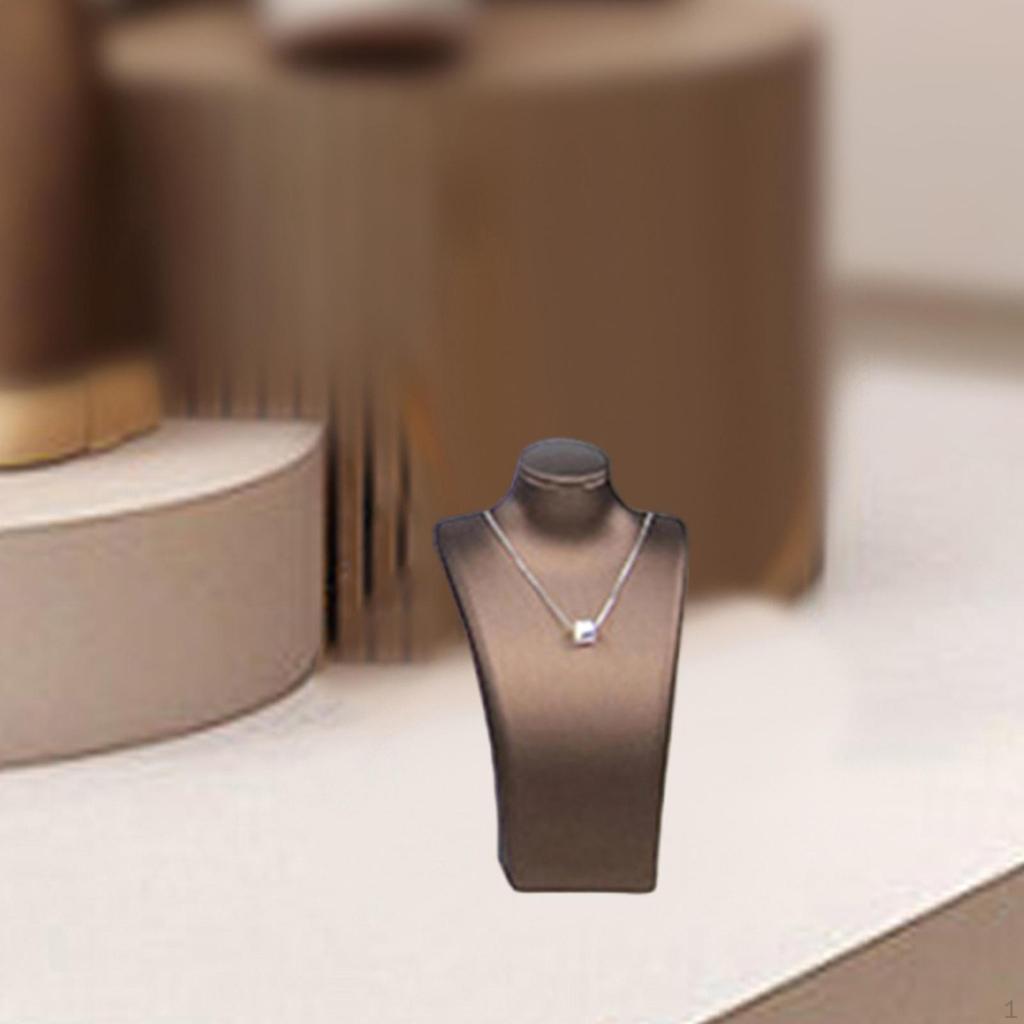 Necklace Bust Display Stand Jewelry Holder Photo Prop, PU Leather Selling Storage Rack Shop