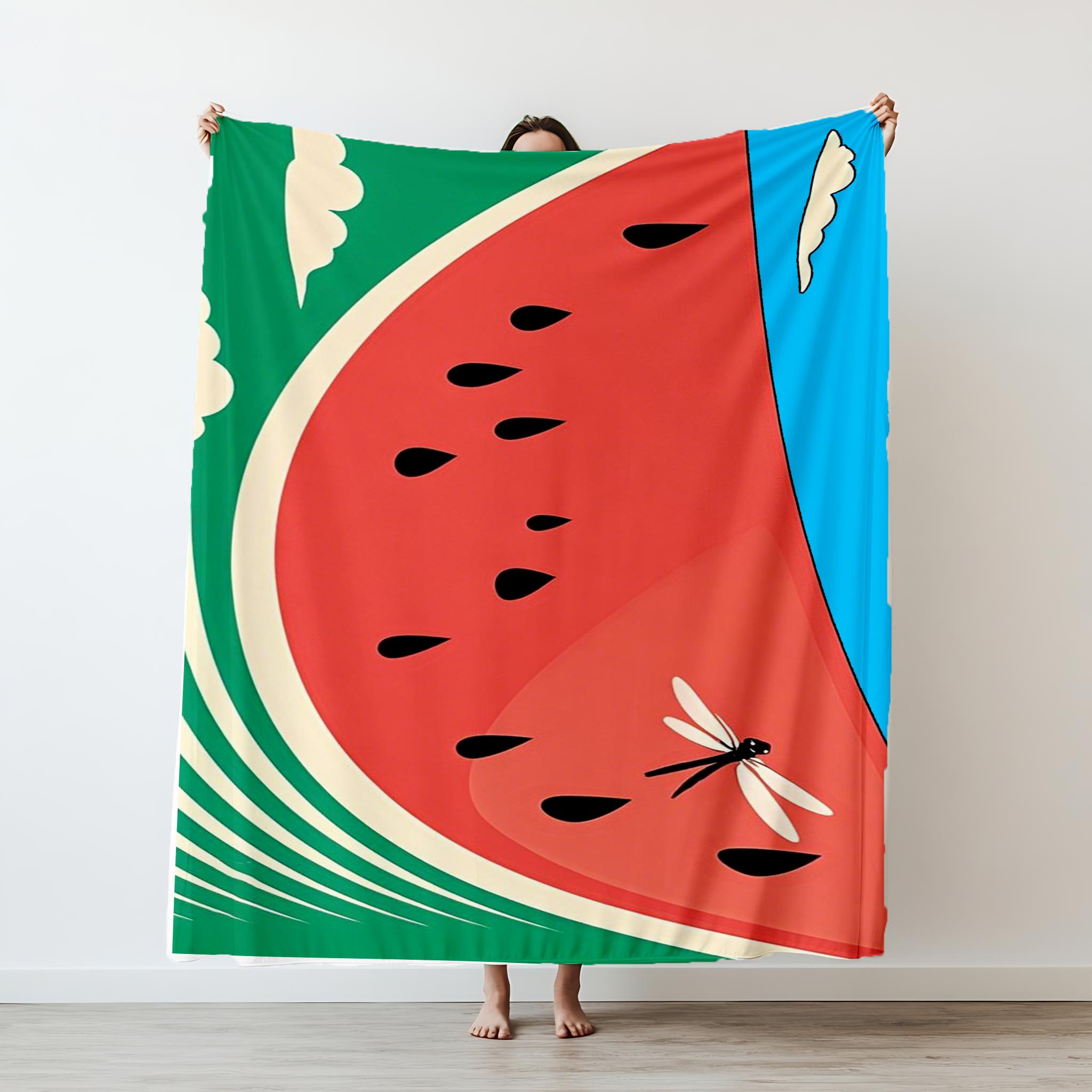 

130×150cm Watermelon Pattern Thin Blanket Accessories Sofa Decorative Throw Blankets Soft Flannel for Couch 75x90cm