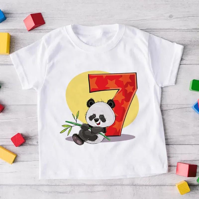 Childrens Birthday Number 19 Panda Animal Cartoon Shirt Tshirt Boys and Girls Birthday Gift Baby Clothes 19 Years Old