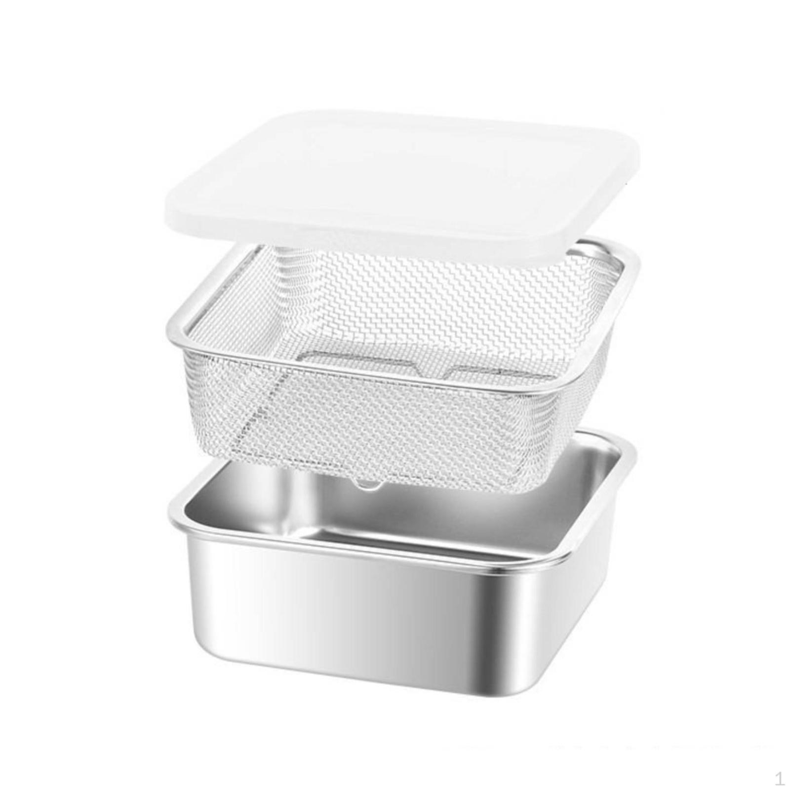 Panier Égouttoir avec Couvercle Acier Inoxydable Rinçage Fruits et Légumes 2000ML