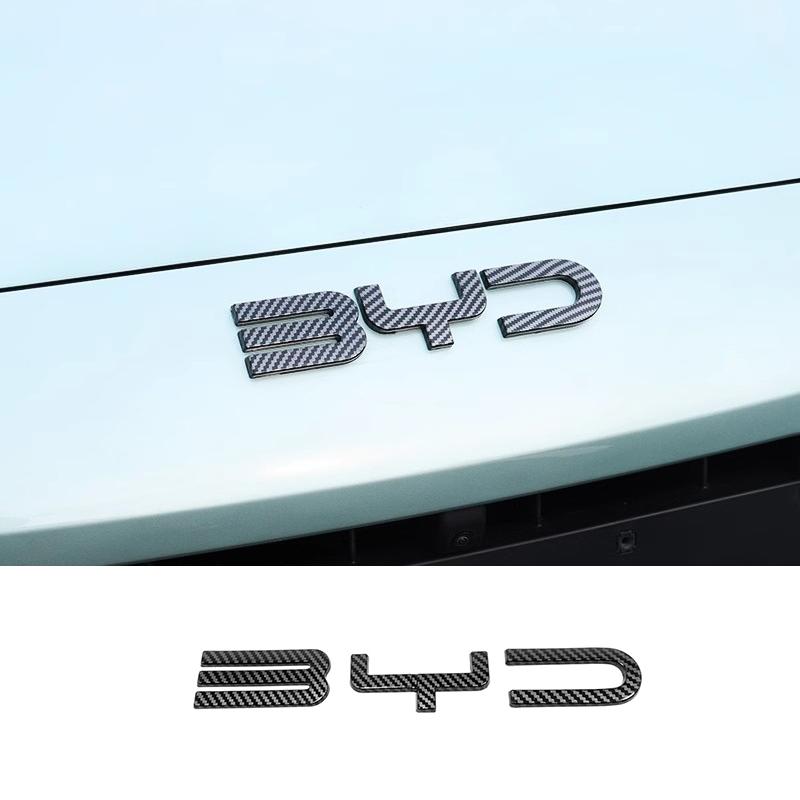 For BYD SEAl EV ATTO 4 2022 2023 2024 Accessories Car Front Bumper Emblem Badge Decal Black Carbon Logo Refit Sticker