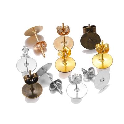 DIY Jewelry Accessories: Five-Color Iron Earrings with Flat-Head and Butterfly Designs
