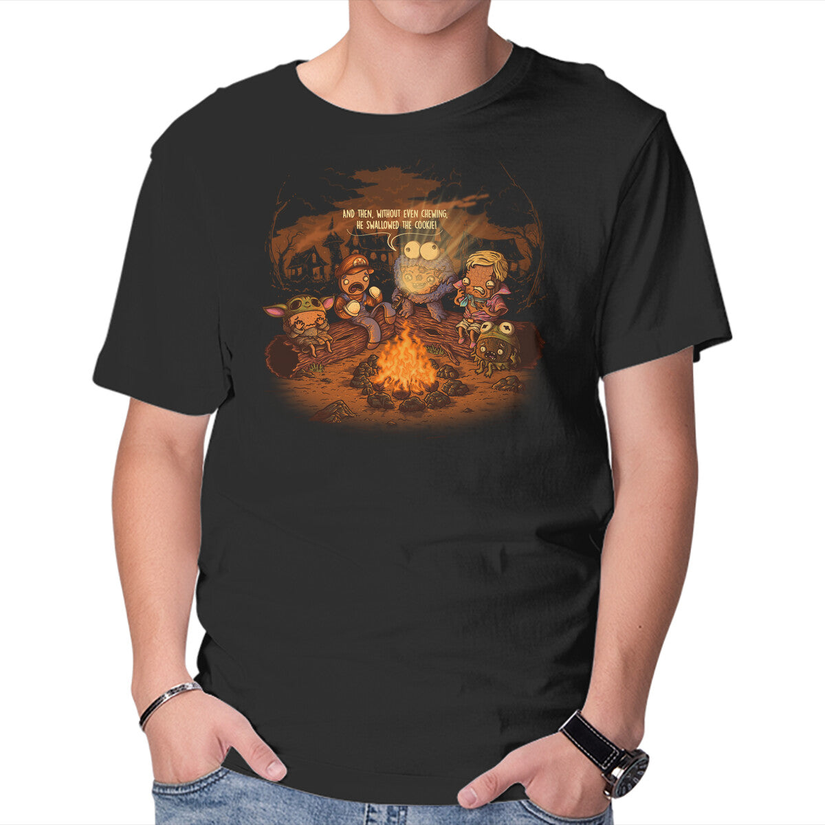 Unisex Crew Neck T-Shirt Cookie Monster Tales Graphic Short Sleeve Casual Tee XL