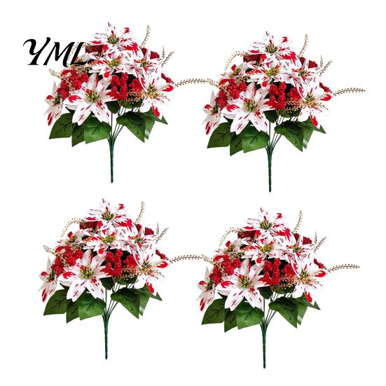 Artificial Dieffenbachia Plants Poinsettia Flowers, Christmas Fake Floral Berry Centerpiece, Fade-Resistant Life Like Indoor Greenery Red And