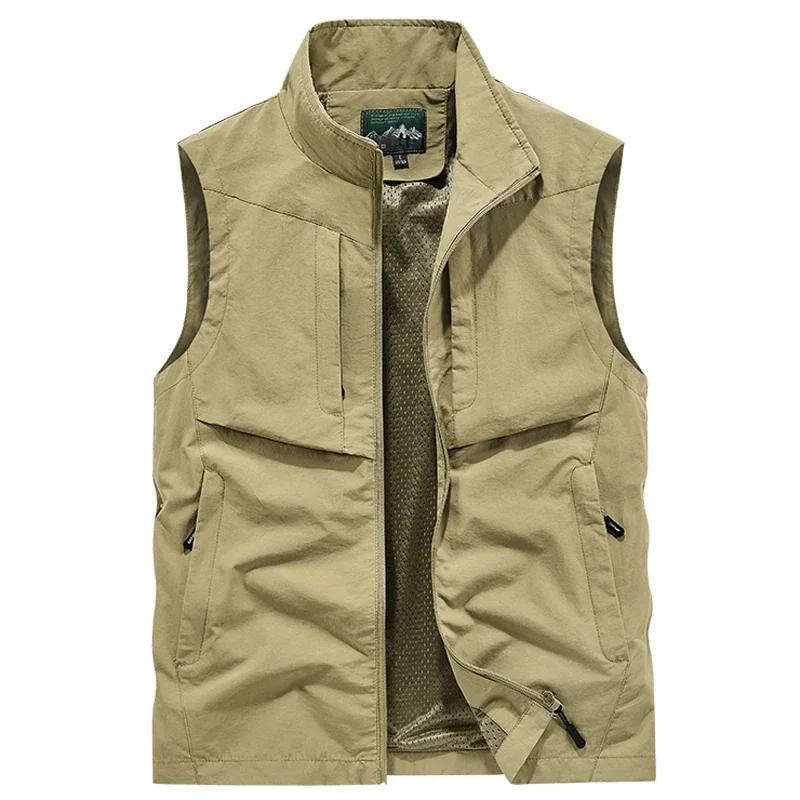 Plus Size 6XL 7XL 8XL Mens Mesh Fishing Vests Lightweight Joggers Sports Sleeveless Jackets for Travel Climbing Hiking Waistcoat