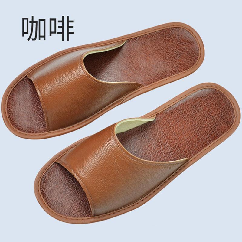 

Тапочки из коровьей кожи Большие размеры Натуральная кожа Домашние тапочки летние сандалии с открытым носком мужские женские для пожилых повседневные шлепанцы 28 fits 42-43 yards. кофейный