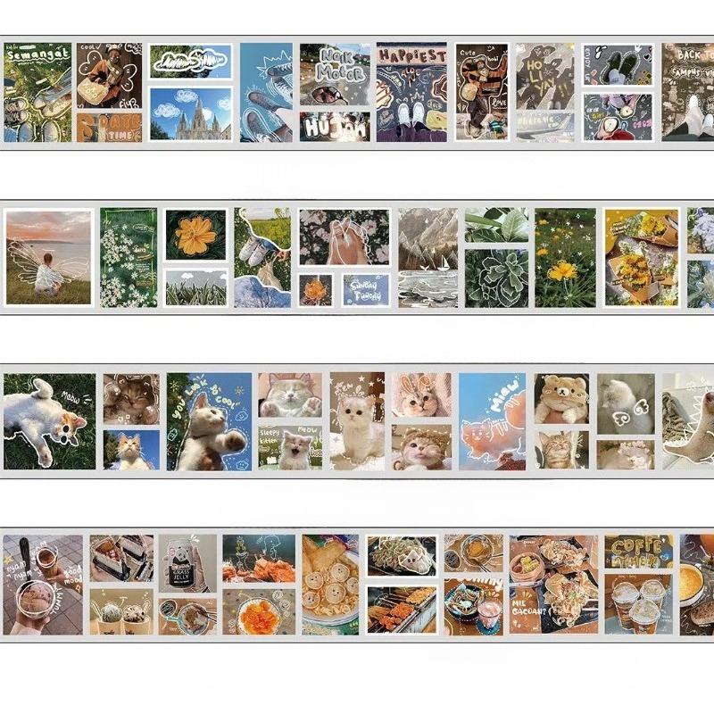 1 Rolka Naklejek do Scrapbookingu Naklejki PET z Postaciami Taśmy Washi Wakacje Rekreacyjne do Sztuki Rękodzieła DIY Album Dziennik Planer