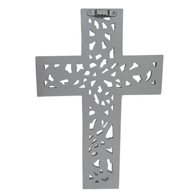 Cruz de Parede de Madeira de Jesus Cristo: Placa Suspensa com Design Antigo Talhada à Mão para Decoração de Sala de Altar Doméstico, Fosca