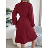 HNXC Autumn and Winter Casual Button-tied, Waist-cinching Long-sleeved Shirt Dress for Women