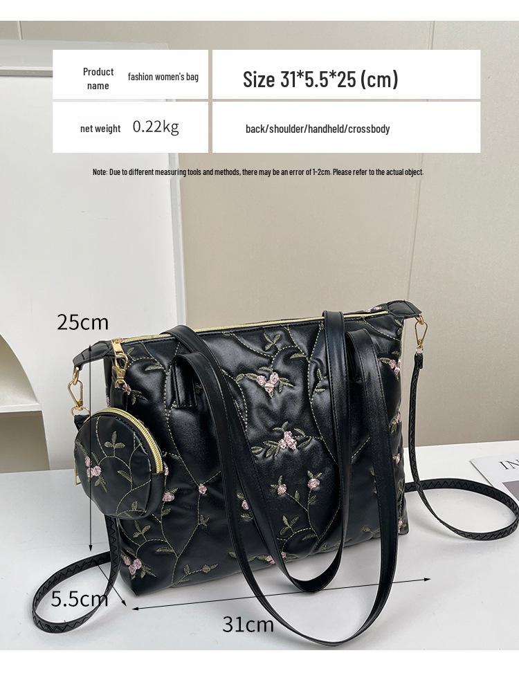 Stylowa Haftowana Kwiatowa Torba Crossbody 2025 - Torebka w Koreańskim Stylu z Pojedynczym Paskiem na Ramię, Mała Okrągła Torebka