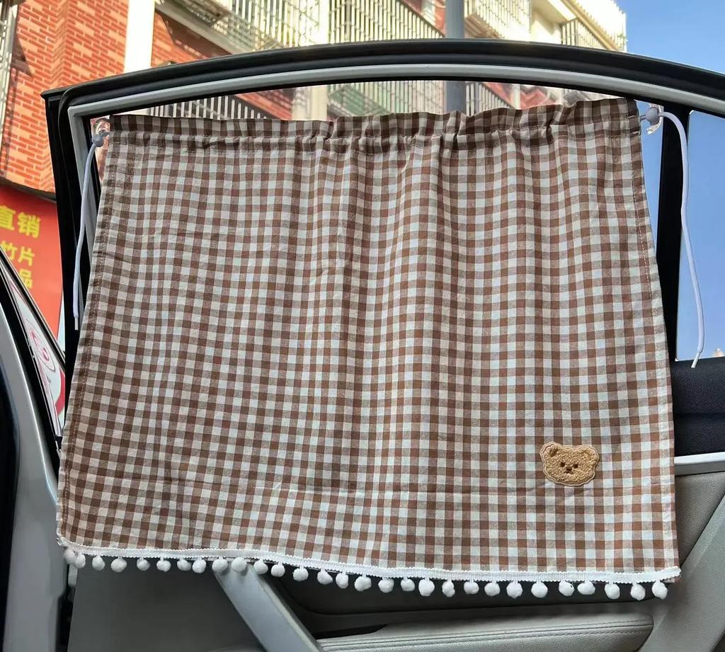 1PC Universal Car Sun Shade Curtains Cute Cartoon Bear Car Styling Rear Side Window Windshield Sunshade Protect Window Curtains