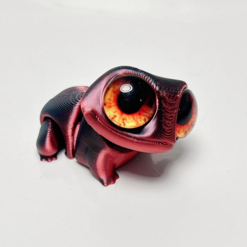 3D Printed Big-Eyed Gecko Frog Ornament – Cute Jointed Mini Frog Toy Gift