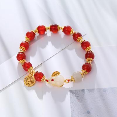 Natural Agate Jade Rabbit Bracelet Fashion Women Daily Jewelry Lucky Gift