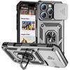 Ring Stand Rotating Slide Camera Lens Military Grade Armor Case for iPhone 16 14 13 12 11 15 Pro Max 16 Plus 13Mini 12Mini Cover