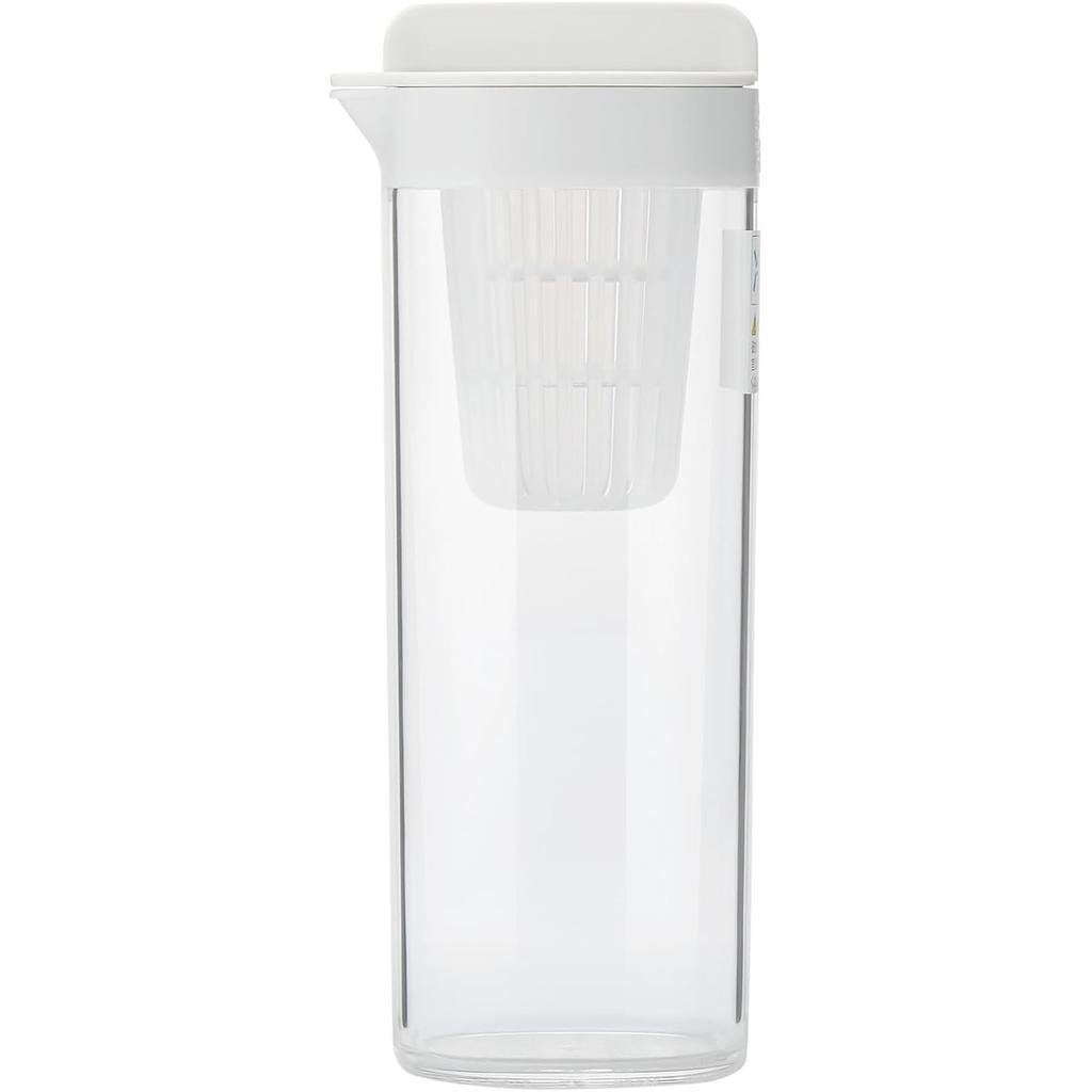 MUJI Wasserkanne mit Sieb 1L Weiß - Horizontal lagerbar, Japan