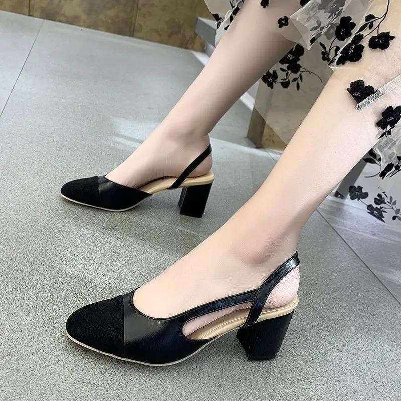 Mode Frauen Schuhe Frau Kleid Schuhe Mid Heel Square Head Hochzeit Party Sandalen Casual Schuhe