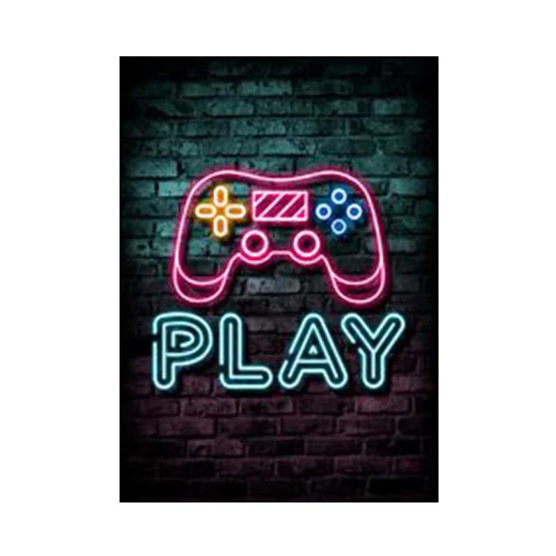 Nordic Cats And Gaming Neon Art Posters and Prints Canvas Painting Wall Pictures for Boys Game Room Wall Decor Home Decor