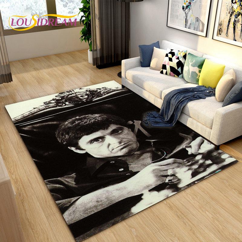 Film Scarface 3D tisk koberec velký, koberec do obývacího pokoje, ložnice, pohovky, rohožky, dekorace, dětské hrací protiskluzové rohožky