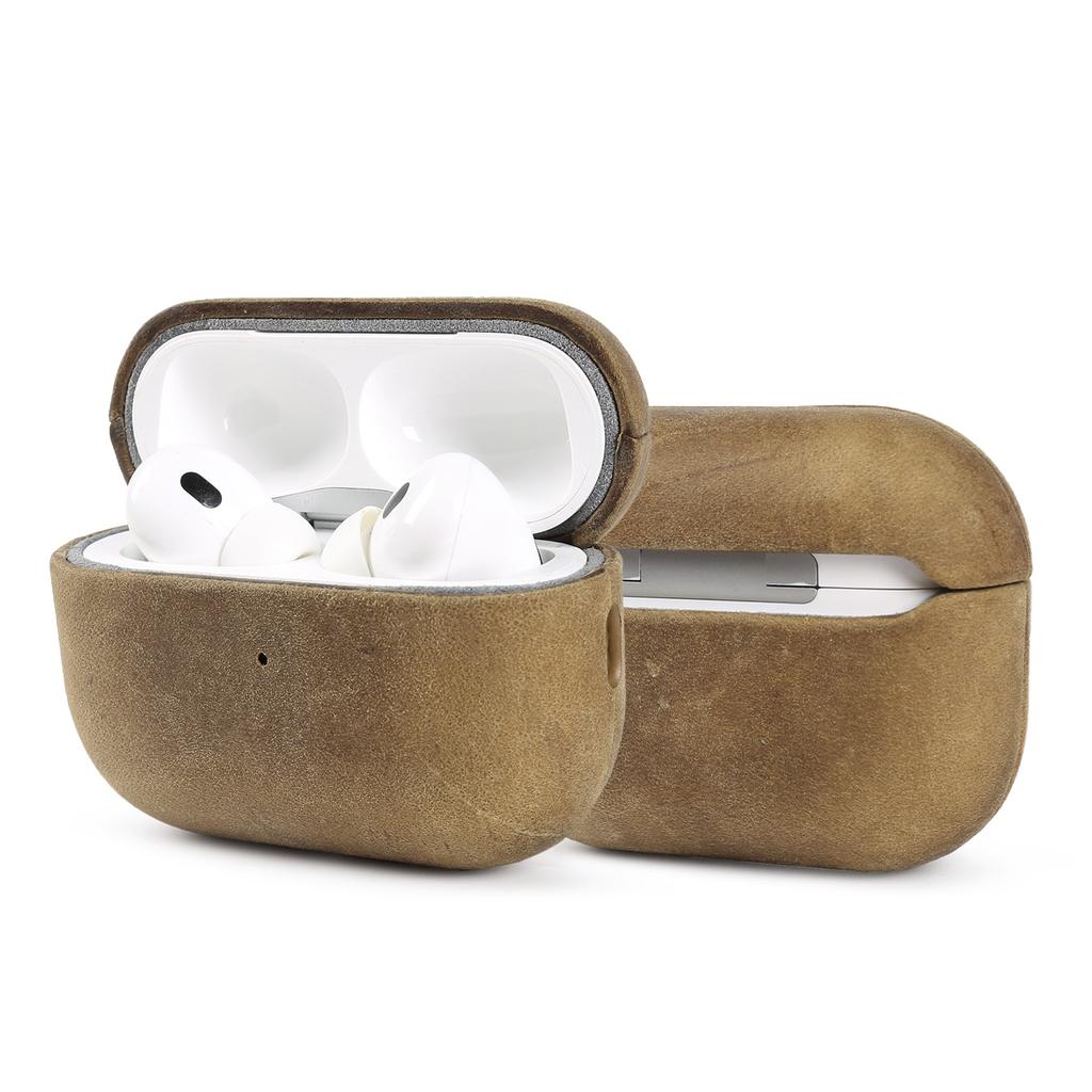 Crazy Horse Genuine Leather Case For Airpods Pro 2 Cases Airpods 4 3 Handmade Wireless Bluetooth Earphone Box Protective shell