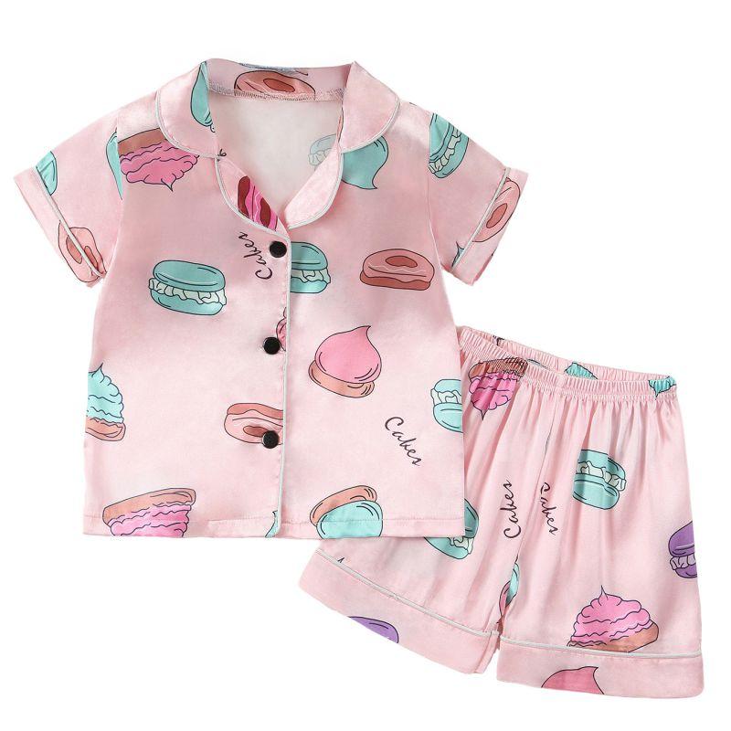 1-8 Years Kids Summer Pajama Set Short Sleeve Shirt and Shorts Loungewear