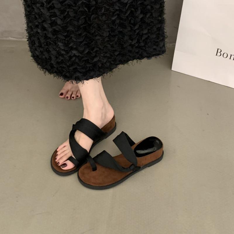 Summer new fashion niche design wedge heels slippers women's head open toe low heel with skirt women's shoes