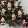 Santa Claus Christmas Ornaments 2D Flat Acrylic Hanging Ornament for Xmas Tree Cartoon Santa Car Rear Mirror Charm for Holiday Party Decor