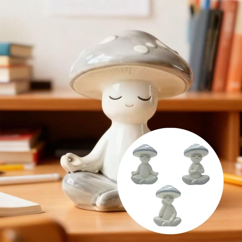 Miniature Meditations Mushroom Statue With Intricate Detail Ideal For Home Office Decoration and Garden Ornament Gift