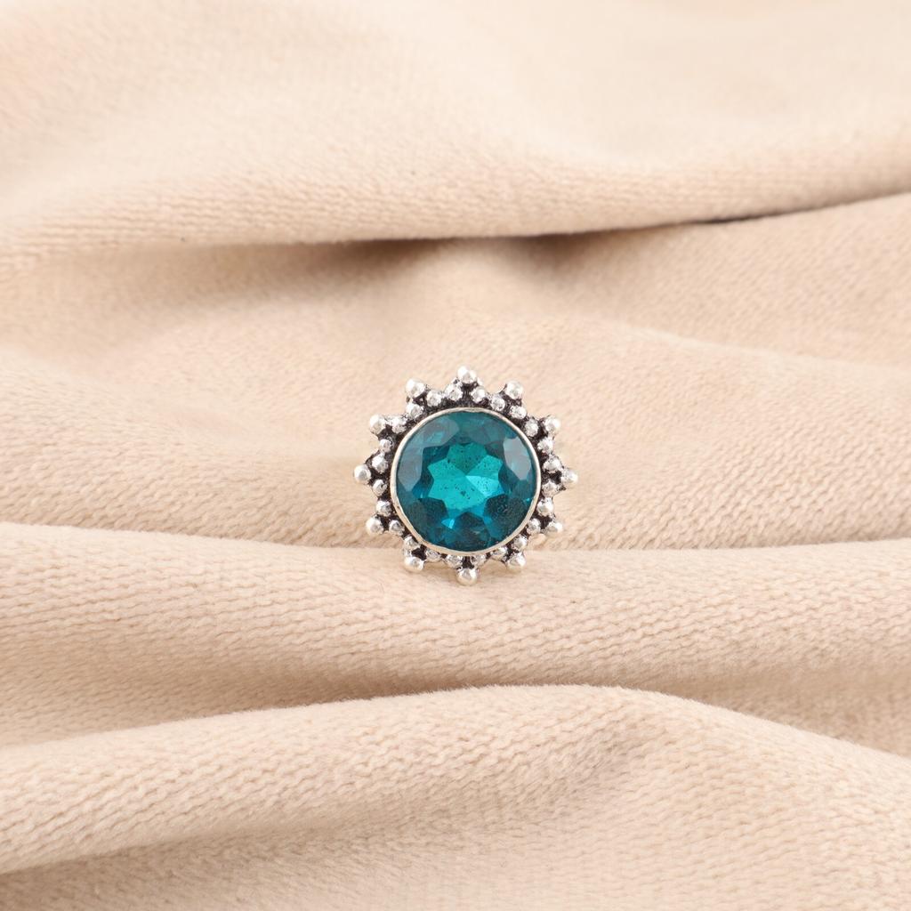 Natural Apatite Gemstone 925 Sterling Silver Jewelry Handmade Ring Gift For Mom RR-7-12