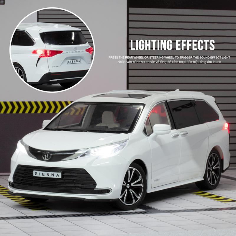 1:24-skala Toyota Sienna MPV Van Alloy Diecasts & Leksaksfordon, Metallleksaksbilsmodell med ljud och ljus Samling Barnleksak