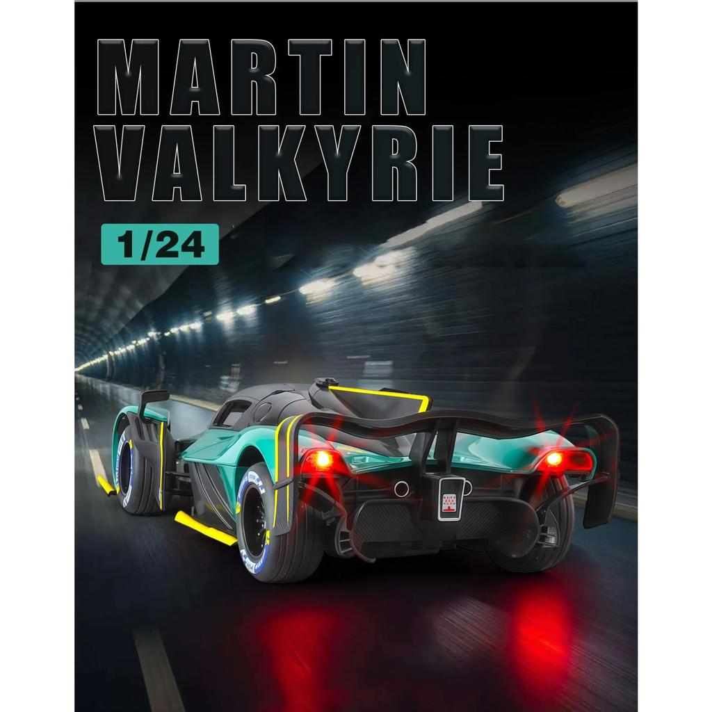 Modèle de voiture de sport en alliage Aston Martin Valkyrie 1/24 Métal moulé sous pression Véhicules Super de Course Modèle de Voiture Haute Simulation Son et Lumière Jouet Cadeau pour Enfants
