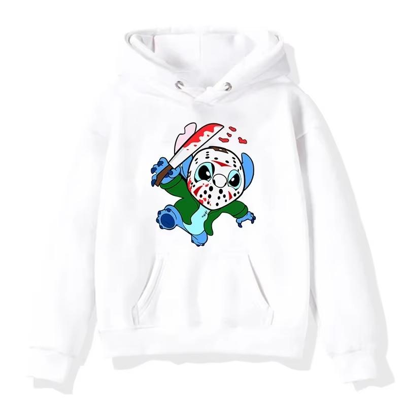 Halloween Stitch Pattern Hoodies Cute Cartoon Disney Sweatshirts Pocket Clothing Daily Men Hoodies Autumn Winter Pullover Tops