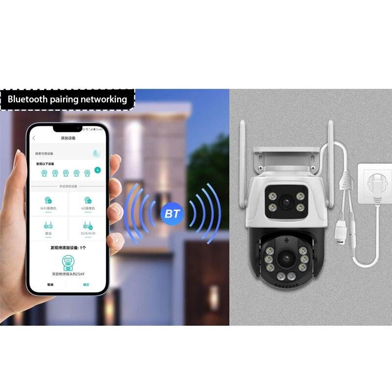 8MP Wifi-kamera PTZ utendørs nattsyn Dual Screen Human Detection 4MP sikkerhetsbeskyttelse CCTV-overvåking IP-kamera