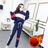Suit Women's Autumn and Winter Fashion Small Fresh Loose High-waisted Sweatshirt Women's Thickened and Velvet Sports Two-piece Set