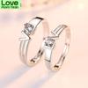 New Arrival  Sterling Color Couple Rings Chic Fashionable Love Language Adjustable High Quality Cubic Zircon Pair Lovers Rings Jewelry