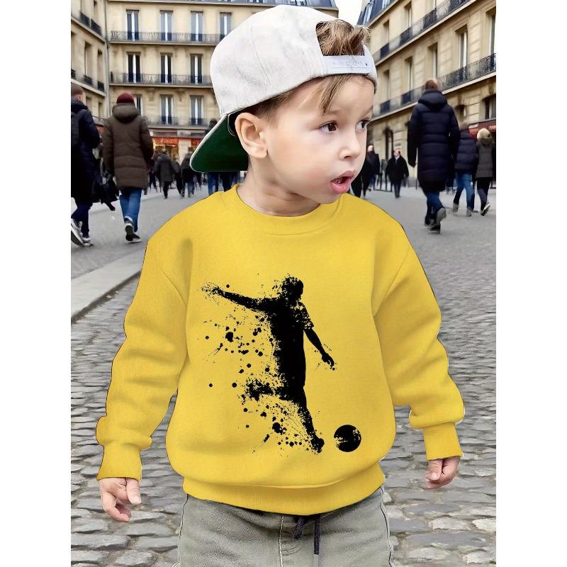 New Children's Novelty Soccer Graphic Sweatshirt, Autumn/Winter 2D Print O-Neck Pullover, Kids' Daily and Holiday Long