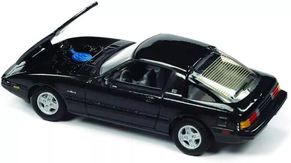 Johnny Lightning Scale Mazda 1982 Black Diecast Model Car with Opening and Closing Hood 1/64 RX-7 [Used]