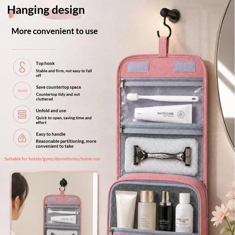 Hanging Toiletry Bag Waterproof Wet Dry Separation Large Capacity Portable Shower Storage Bag for Bathroom Camping Trips