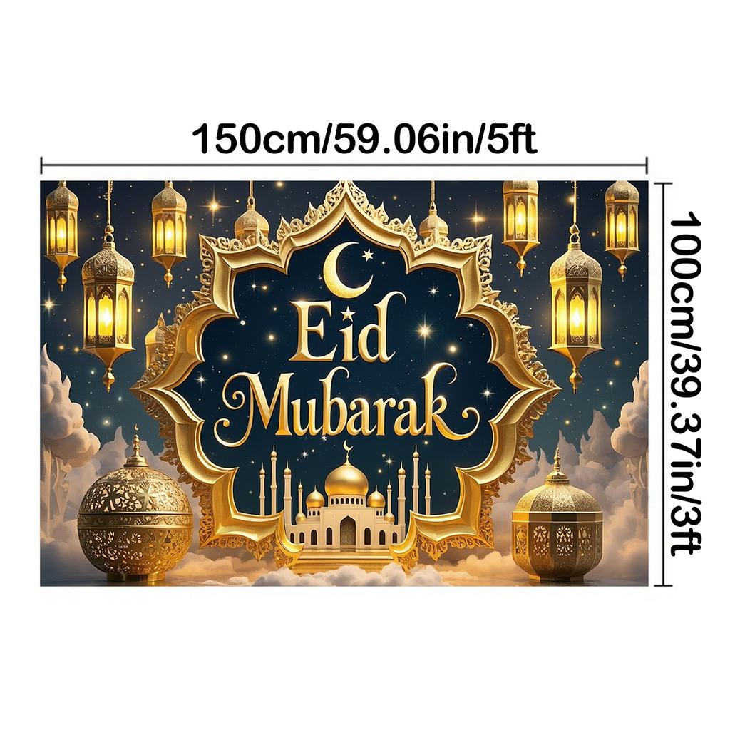Golden Mosques and Lanterns Backdrop,Creating Festive Atmosphere,for Event Decor,Studio Photography,Event Supplies