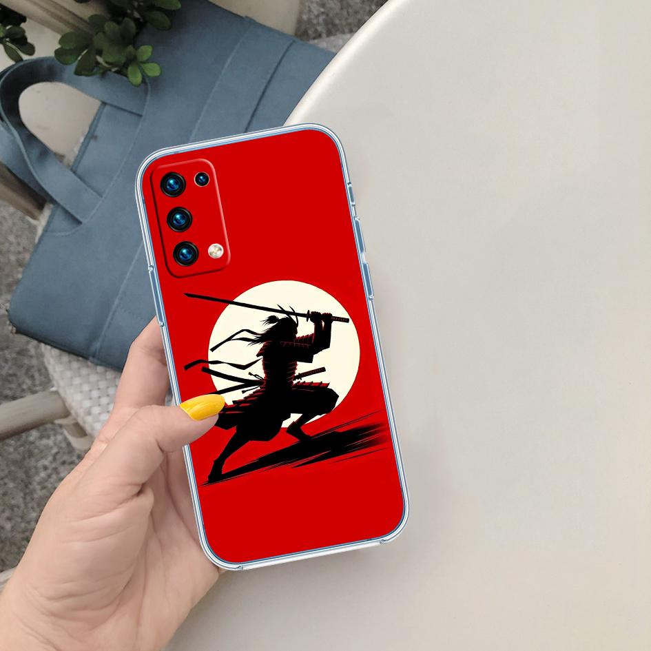 CJ70 Japan Samurai Mjukt Skal Genomskinligt Fodral för Motorola Moto Edge 20 30 40 50 S30 Fusion Ultra Pro Neo Lite + G200 G23