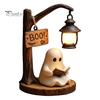 Eerie Ambient Lighting Halloween Gothic Witch Lantern, Resin Tabletop Decor with Warm Glow, Spooky Centerpiece for Shelf Desk Party, Haunted