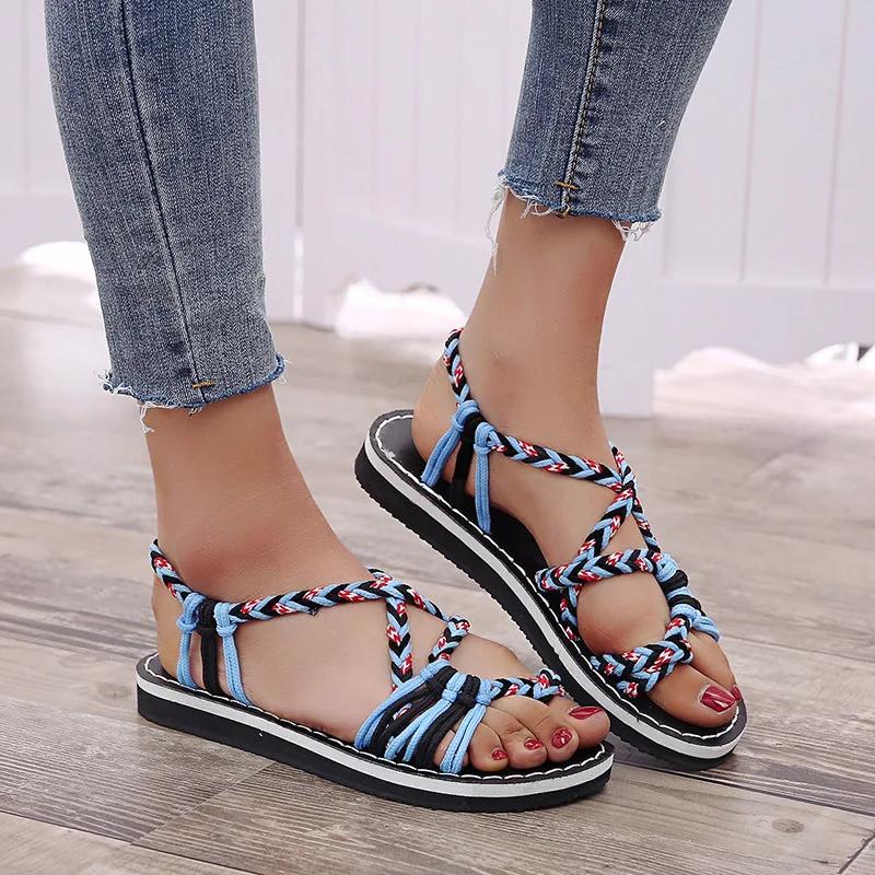 

Women Sandals Lace Up Hemp Rope Rome 2024 Women Sandals Casuals Gladiator Cross tied Women Shoes hjm89 35 белый